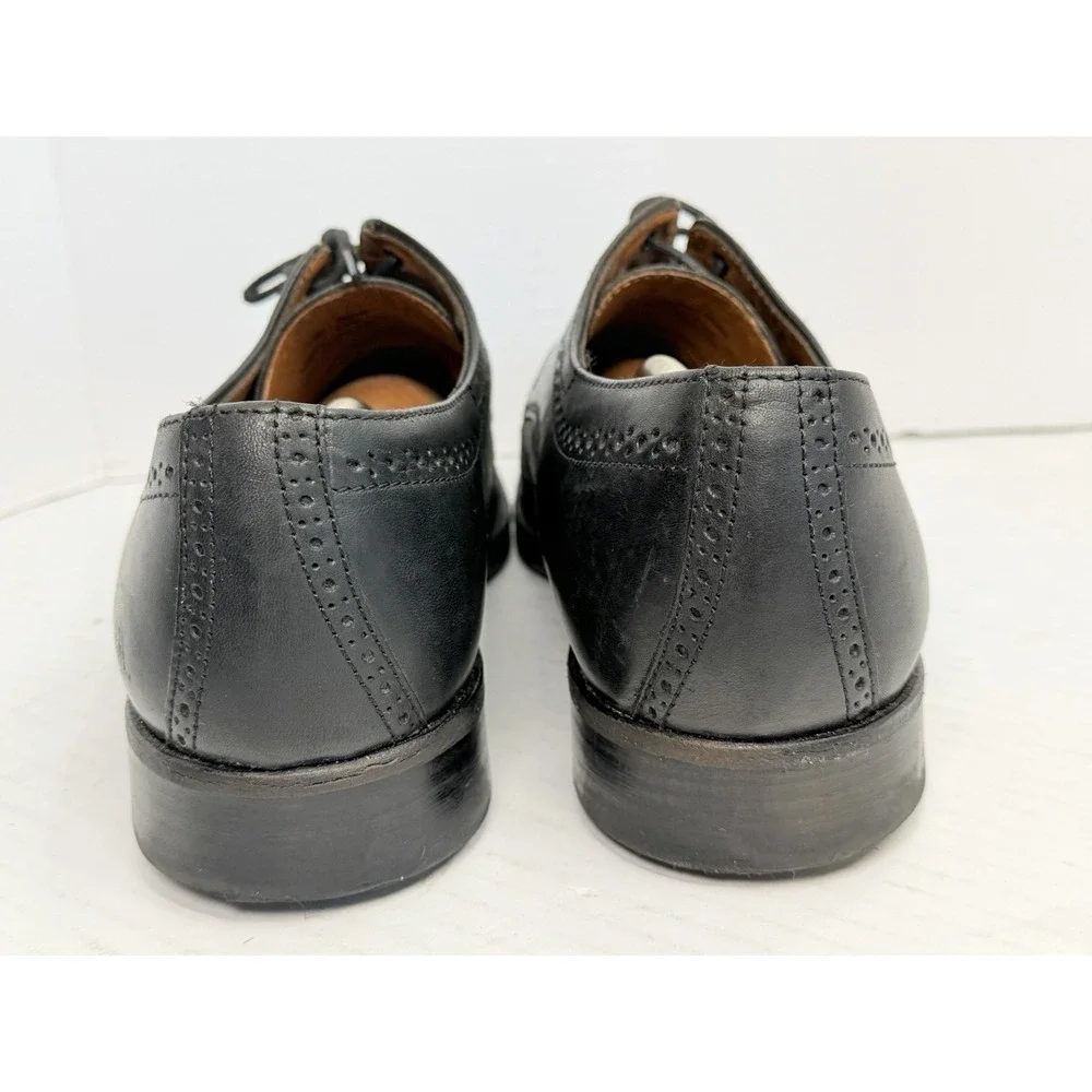 Johnston & Murphy Men's Oxford Leather Wingtip Sheepskin Shoes Sz 13M Black